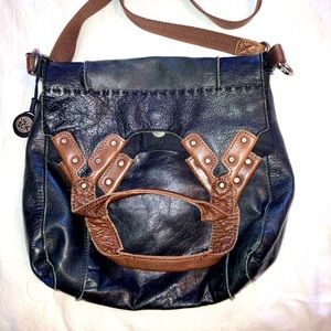 The Sak Black Leather Foldover Crossbody